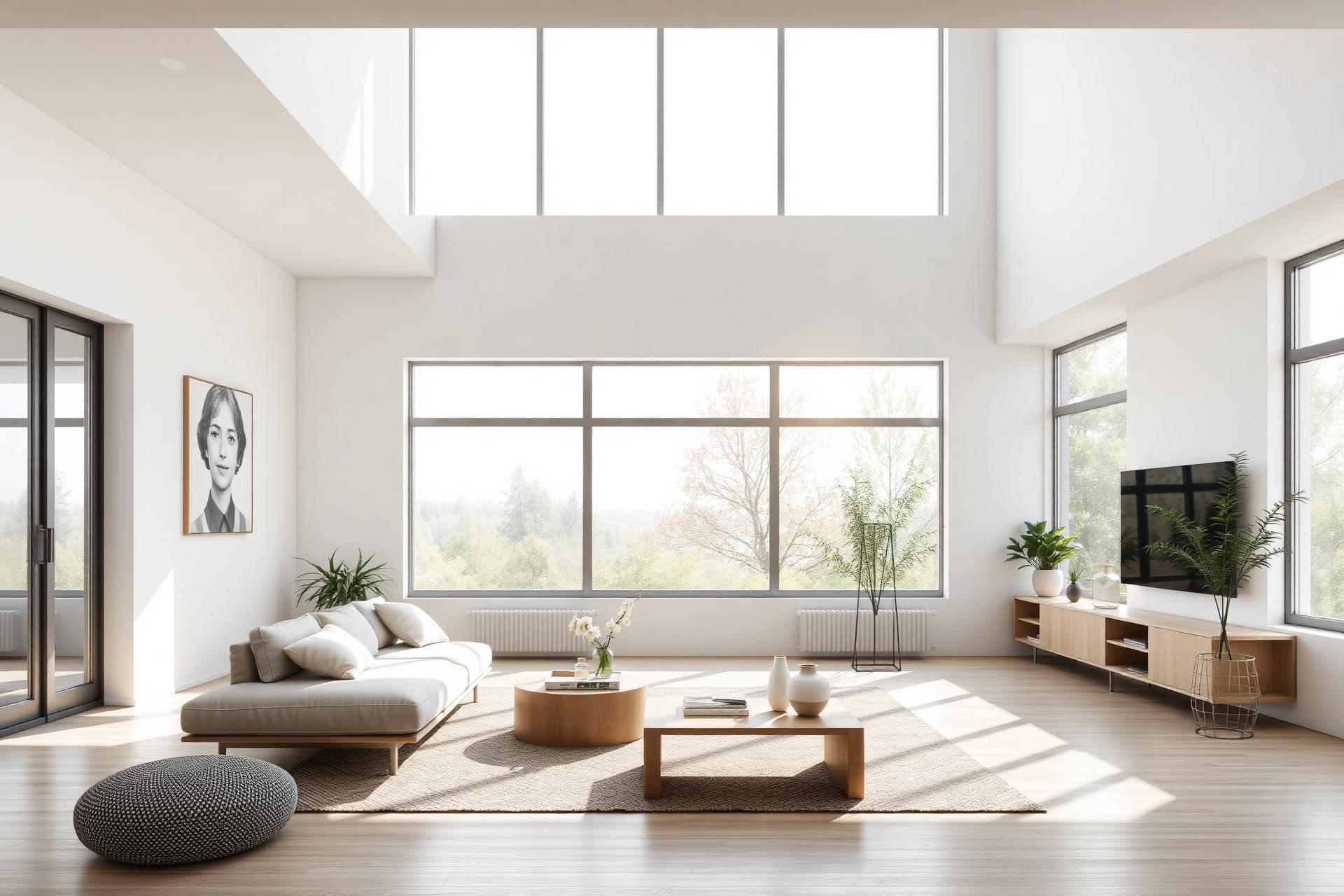 Bright modern living room with fresh air